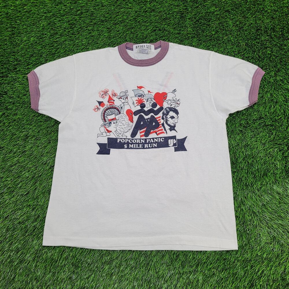 Vintage 1989 Marathon Shirt Women XL 21x24 Popcorn Panic race